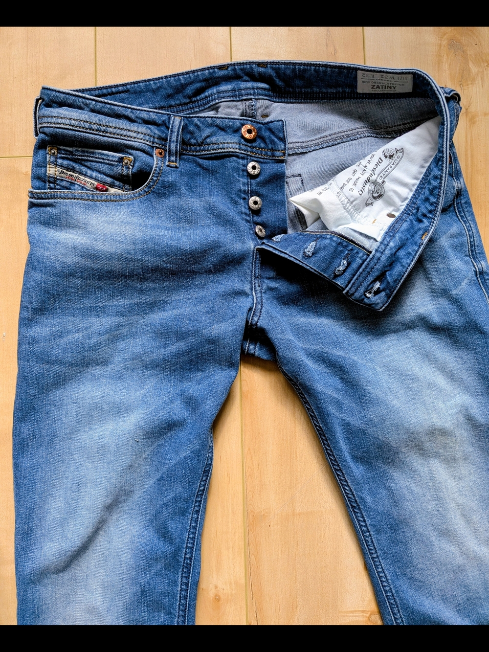 Vintage 00s Y2K Diesel Zatiny Bootcut Jeans - Light Blue Denim Men's Distressed - Picture 7 of 9